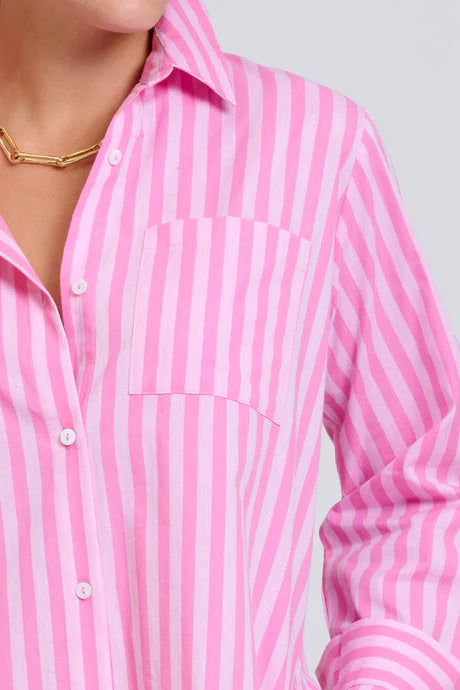 DRESS CLASSIC SHIRTDRESS - DOUBLE PINK STRIPE