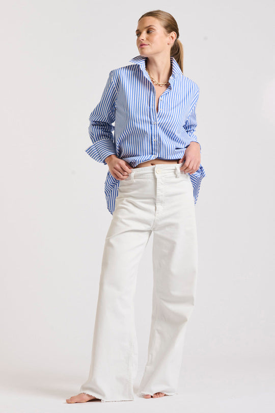 SHIRT ELODIE GIRLFRIEND - MID BLUE STRIPE