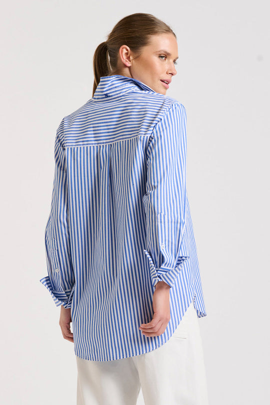 SHIRT ELODIE GIRLFRIEND - MID BLUE STRIPE