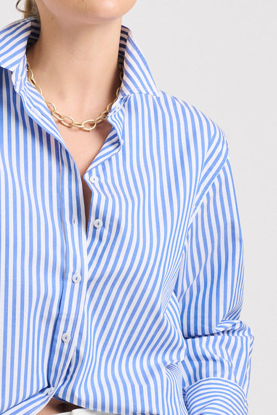 SHIRT ELODIE GIRLFRIEND - MID BLUE STRIPE
