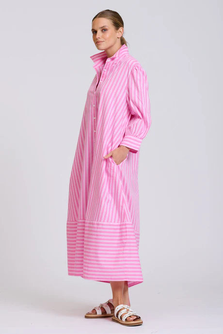 DRESS MARTHA - DOUBLE PINK STRIPE