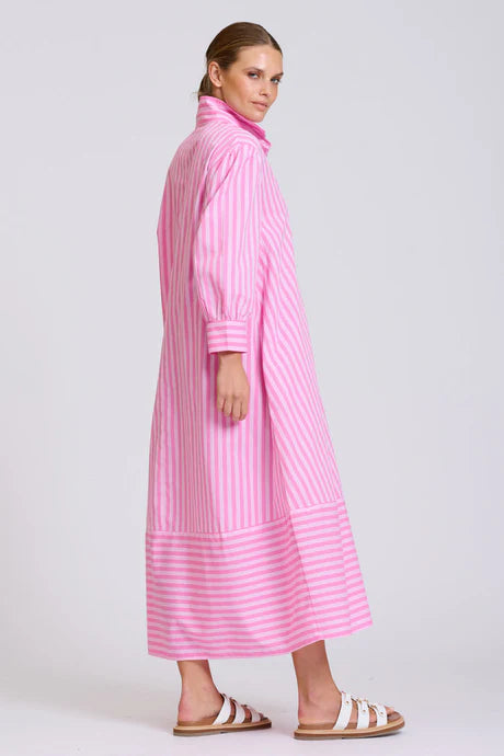 DRESS MARTHA - DOUBLE PINK STRIPE