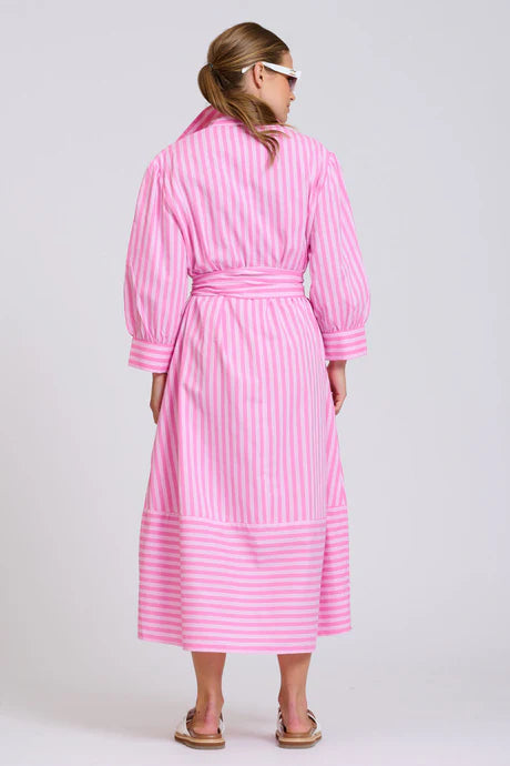 DRESS MARTHA - DOUBLE PINK STRIPE