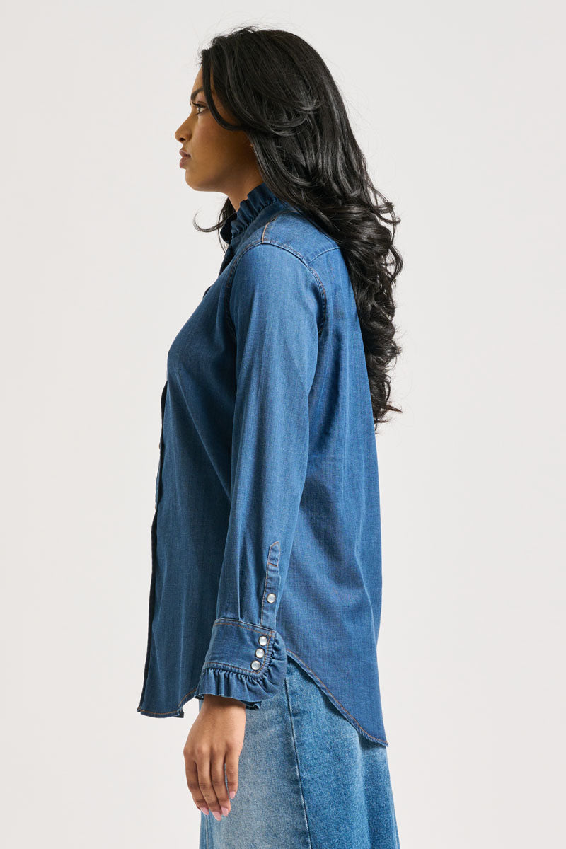 SHIRT OLIVIA DENIM FRILL