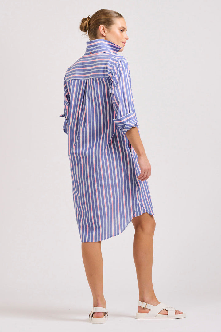 DRESS POPOVER - CHAMBRAY PINK STRIPE - LAST ONE SIZE L!