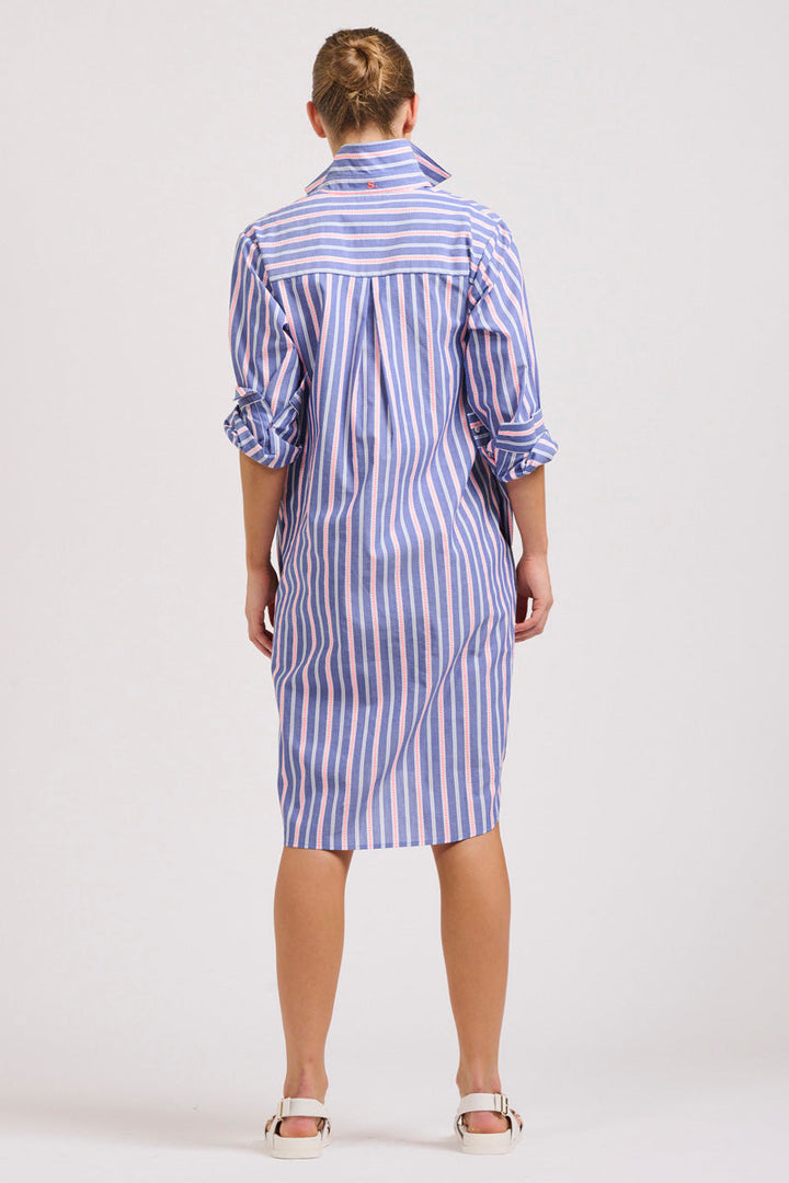 DRESS POPOVER - CHAMBRAY PINK STRIPE - LAST ONE SIZE L!