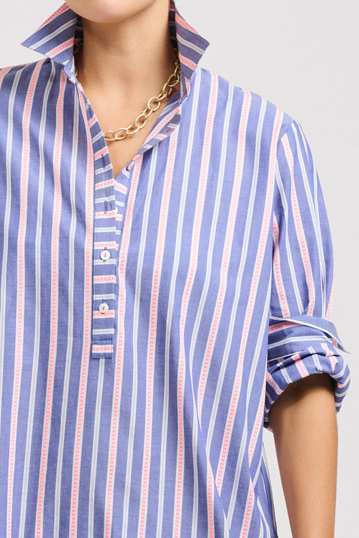 DRESS POPOVER - CHAMBRAY PINK STRIPE - LAST ONE SIZE L!