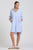 DRESS POPOVER SHIRTDRESS - WHITE & BLUE STIPE W/FLORAL TRIM