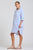 DRESS POPOVER SHIRTDRESS - WHITE & BLUE STIPE W/FLORAL TRIM