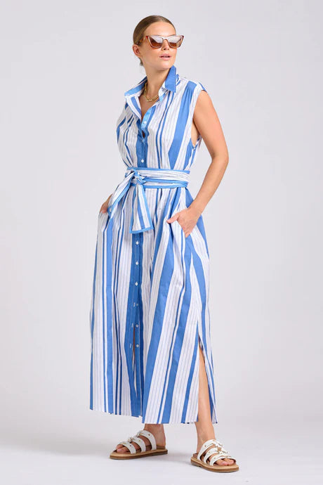 DRESS SABINE - AZURE RETRO STRIPE