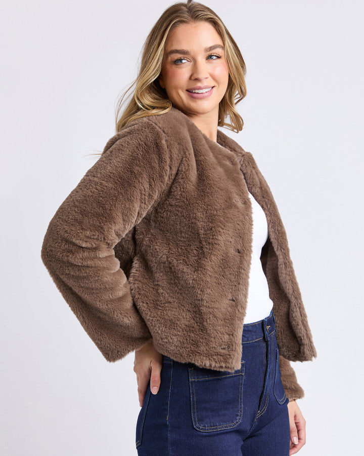 JACKET SOFIA FUR - MOCHA