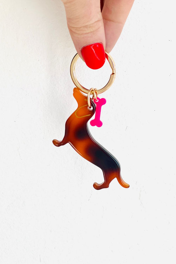 KEY RING - SAUSAGE DOG - TORTOISESHELL