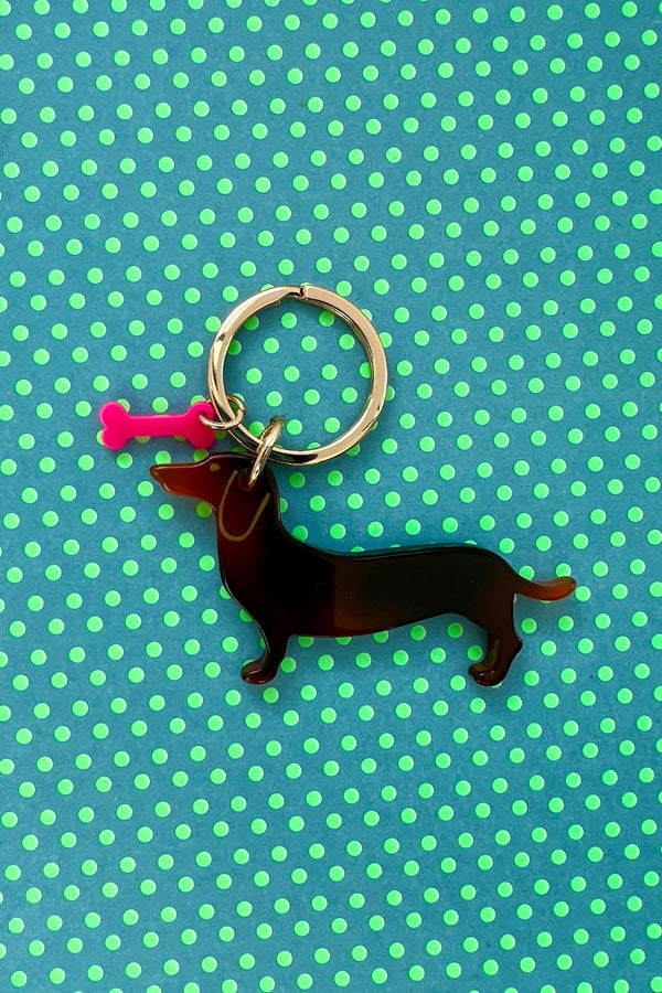 KEY RING - SAUSAGE DOG - TORTOISESHELL