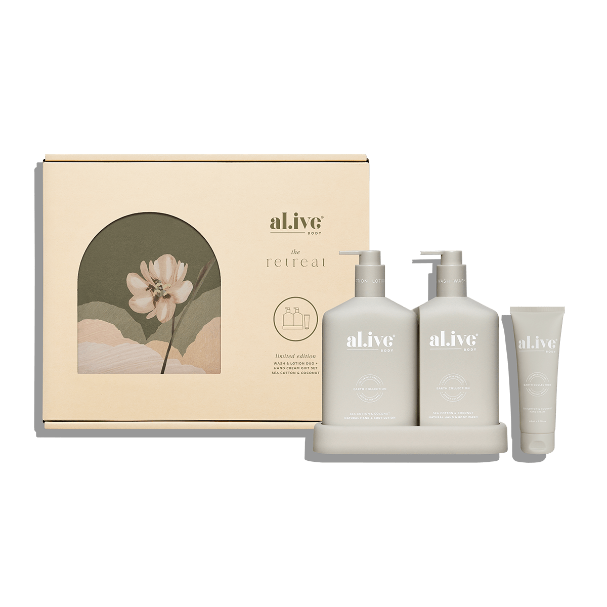 WASH & LOTION DUO + HAND CREAM GIFT SET - SEA COTTON & COCONUT