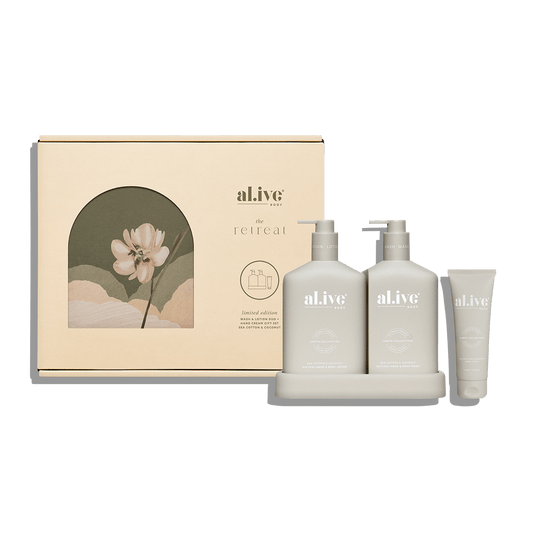 WASH & LOTION DUO + HAND CREAM GIFT SET - SEA COTTON & COCONUT