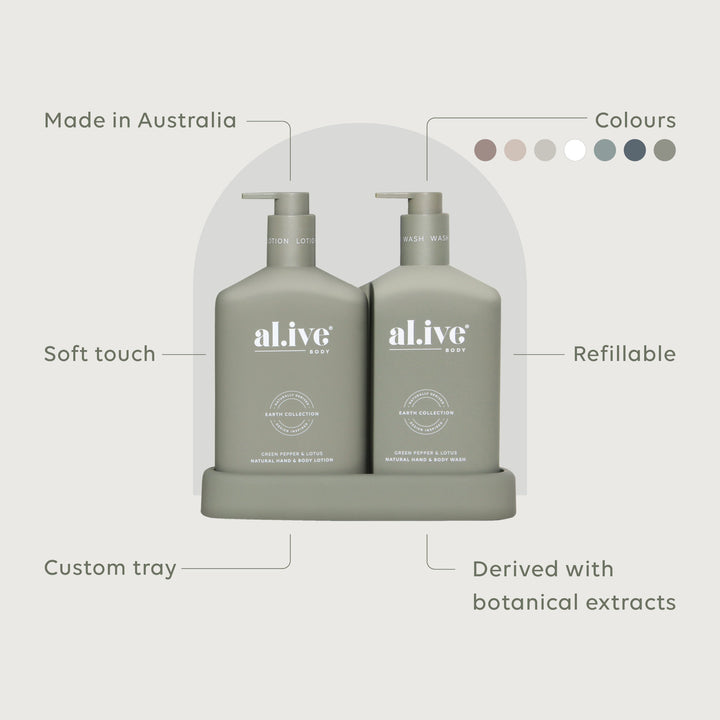 WASH & LOTION DUO + TRAY - GREEN PEPPER & LOTUS