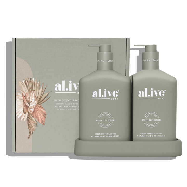 WASH & LOTION DUO + TRAY - GREEN PEPPER & LOTUS