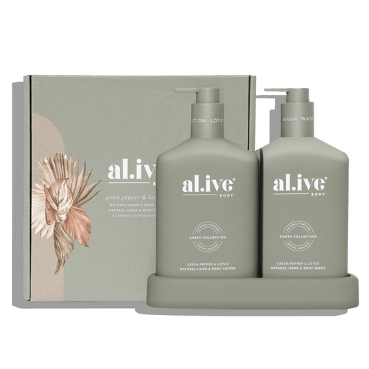 WASH & LOTION DUO + TRAY - GREEN PEPPER & LOTUS