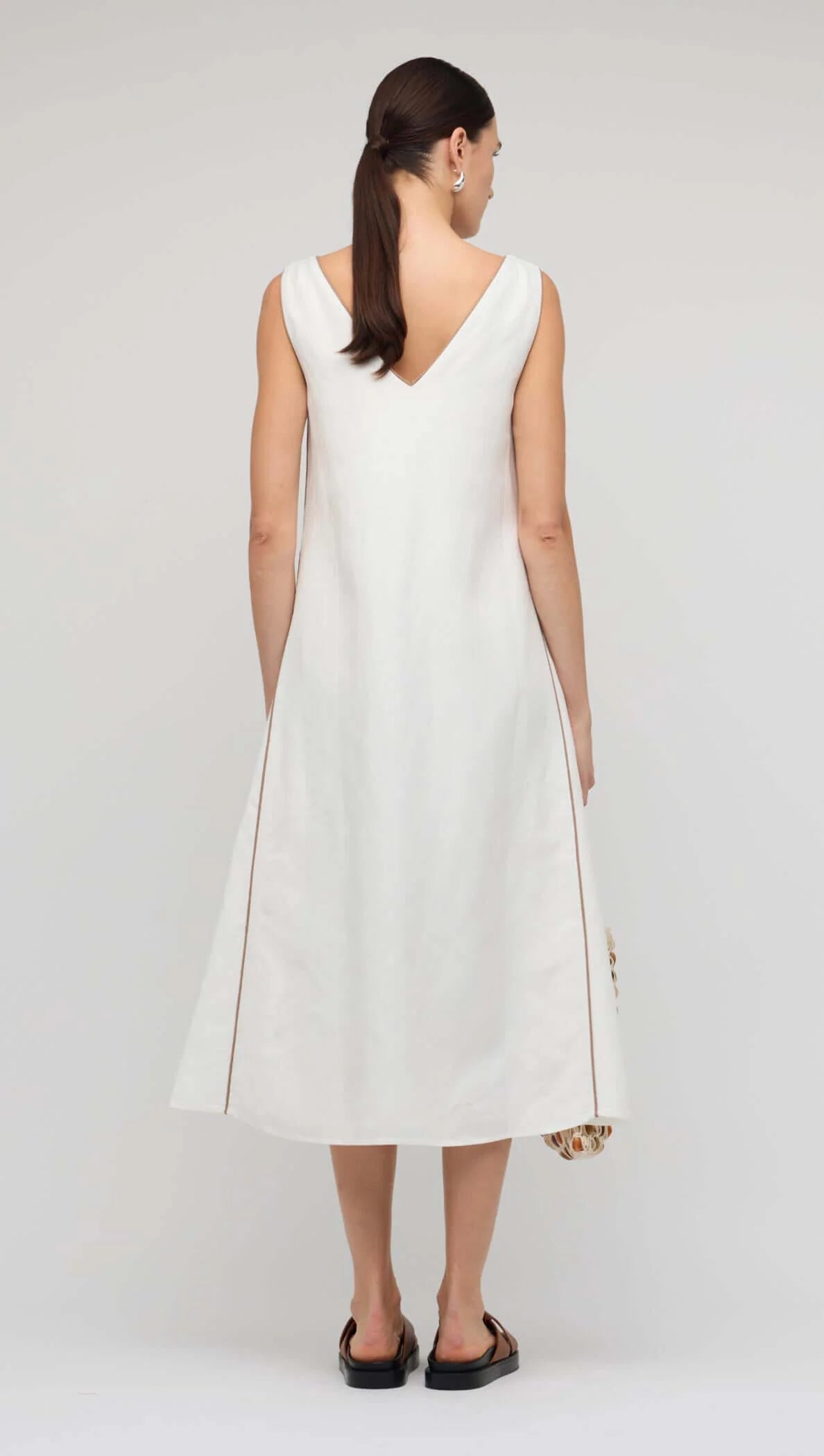 DRESS NYLA MIDI - WHITE/LATTE