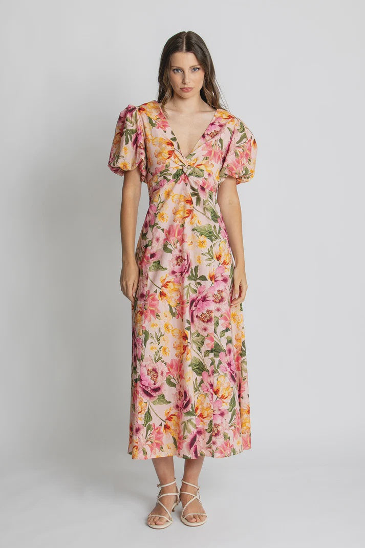 DRESS MIA MIDI - WHISPERING PEONIES