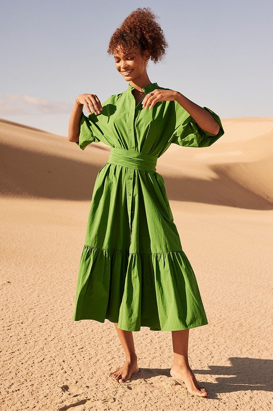 DRESS DOLMAN MIDI SHIRT DRESS