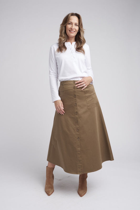 SKIRT BUTTON THROUGH POCKET