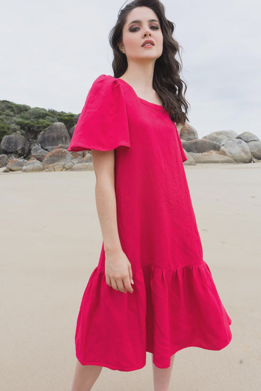 DRESS SQUARE NECK TIERED